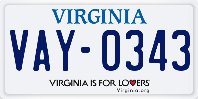 VA license plate VAY0343