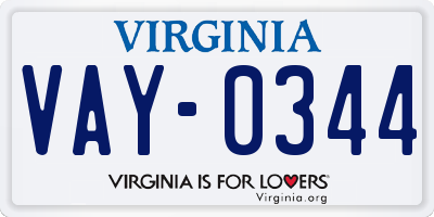 VA license plate VAY0344