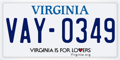 VA license plate VAY0349