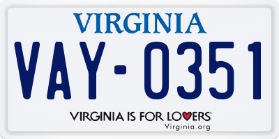 VA license plate VAY0351