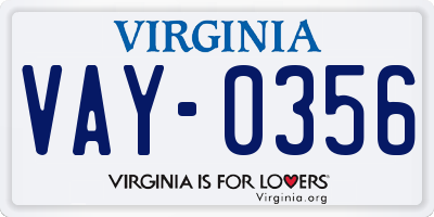 VA license plate VAY0356