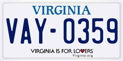 VA license plate VAY0359