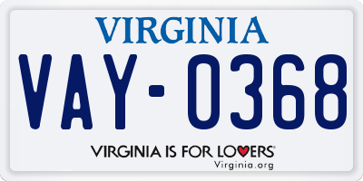 VA license plate VAY0368