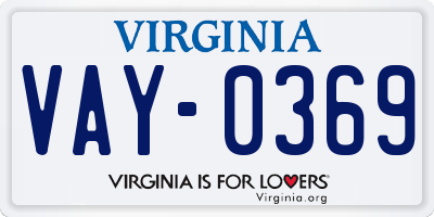 VA license plate VAY0369