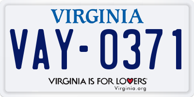 VA license plate VAY0371
