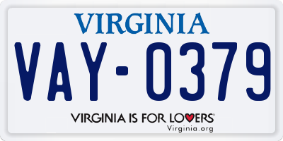 VA license plate VAY0379