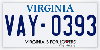 VA license plate VAY0393