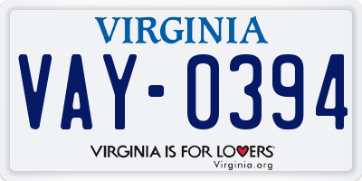 VA license plate VAY0394