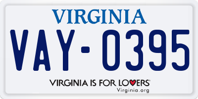 VA license plate VAY0395