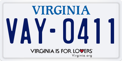 VA license plate VAY0411