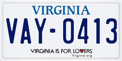 VA license plate VAY0413