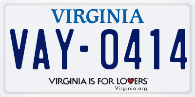 VA license plate VAY0414