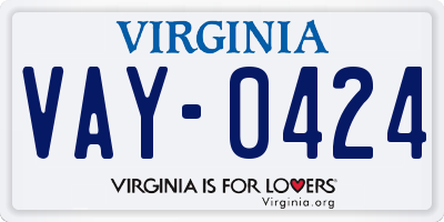 VA license plate VAY0424