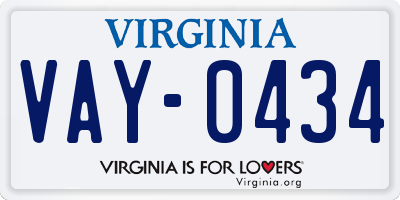 VA license plate VAY0434