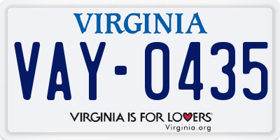 VA license plate VAY0435