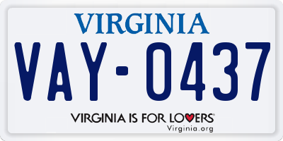 VA license plate VAY0437