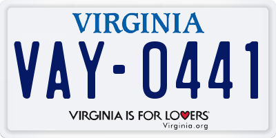 VA license plate VAY0441