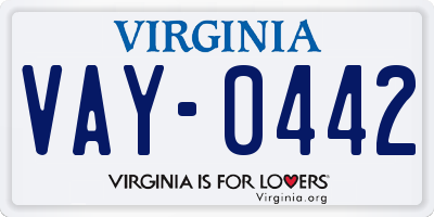 VA license plate VAY0442