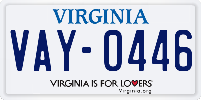 VA license plate VAY0446