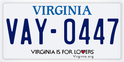 VA license plate VAY0447