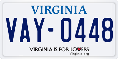 VA license plate VAY0448