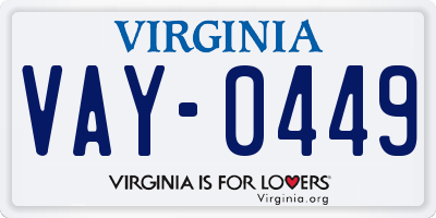 VA license plate VAY0449