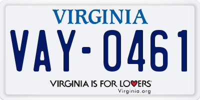 VA license plate VAY0461