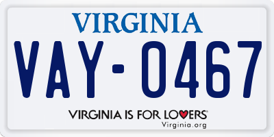 VA license plate VAY0467