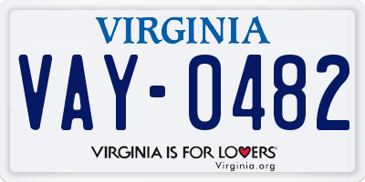 VA license plate VAY0482
