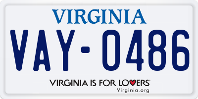 VA license plate VAY0486
