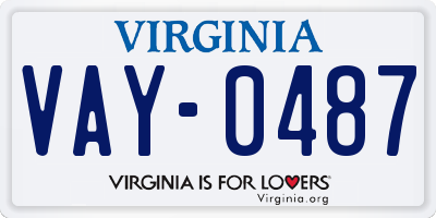 VA license plate VAY0487