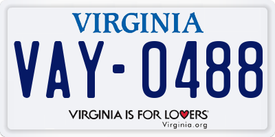 VA license plate VAY0488