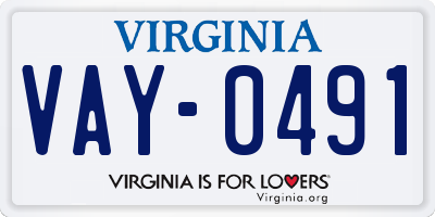 VA license plate VAY0491