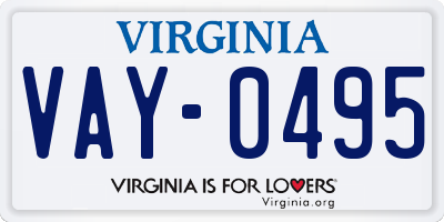 VA license plate VAY0495