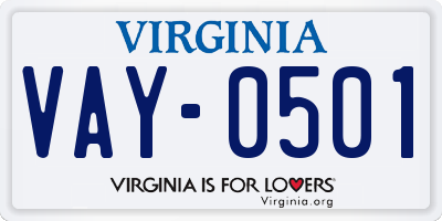 VA license plate VAY0501