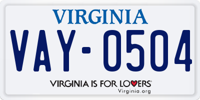 VA license plate VAY0504