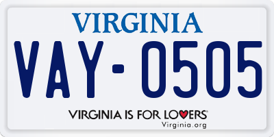 VA license plate VAY0505