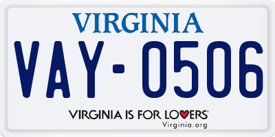 VA license plate VAY0506