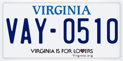 VA license plate VAY0510