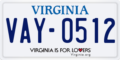 VA license plate VAY0512