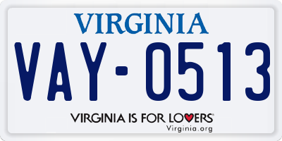 VA license plate VAY0513