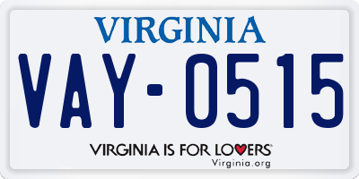 VA license plate VAY0515