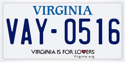 VA license plate VAY0516