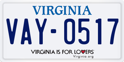 VA license plate VAY0517