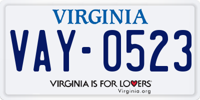 VA license plate VAY0523