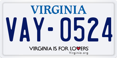 VA license plate VAY0524
