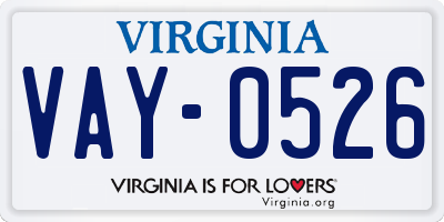 VA license plate VAY0526
