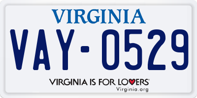 VA license plate VAY0529