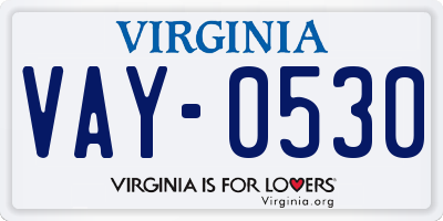 VA license plate VAY0530