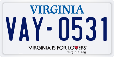 VA license plate VAY0531
